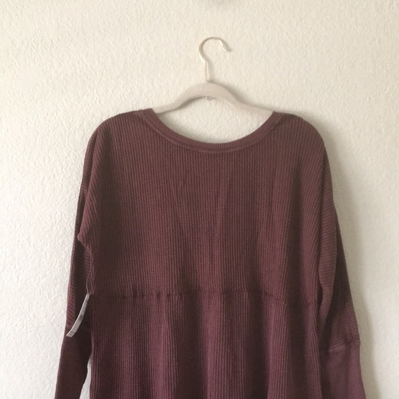 Free People Jolene Mini Dress FP One Babydoll Thermal Oversized Wine - Picture 8 of 15